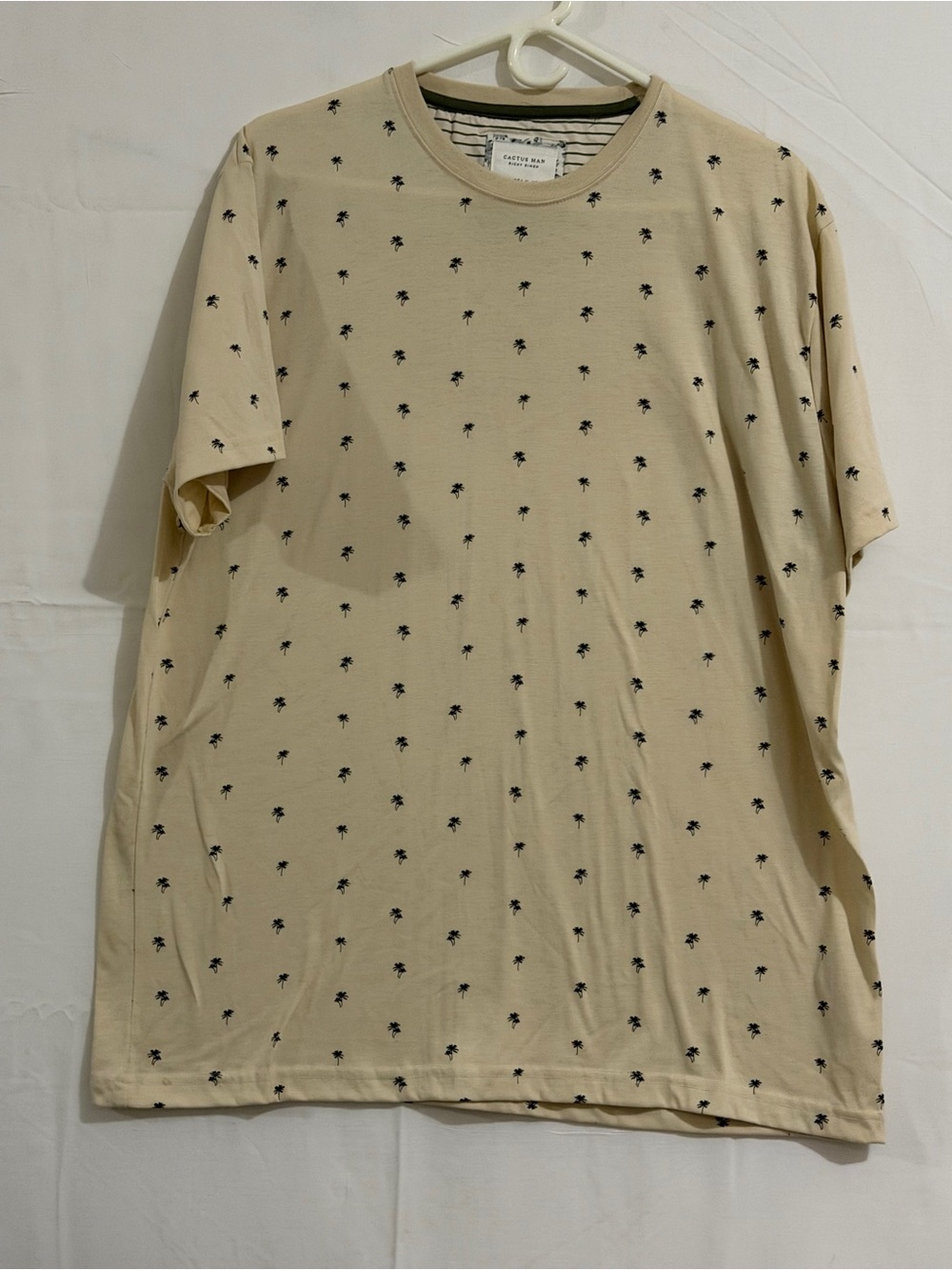 Cactus Cream Short-Sleeve Tee with Mini Black Palm Print
